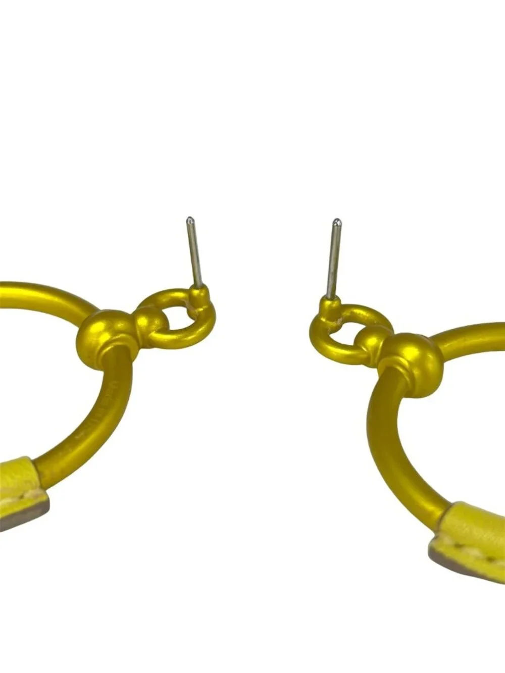 Hermes Earrings Loop PM Leather Yellow